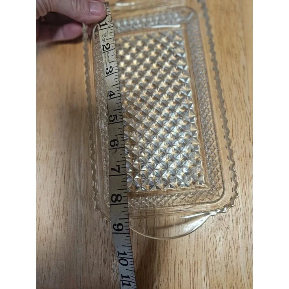 Vintage Clear Pressed Glass Trinket/Serving Dishes Set of 2